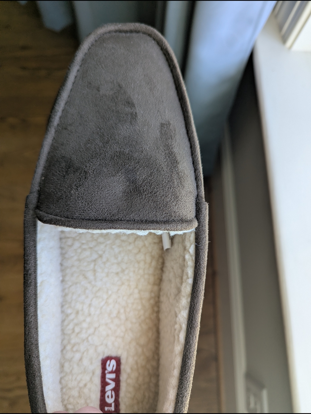 Levi's Men's Dark Gray Suede-Look Cozy Slip-On Slippers